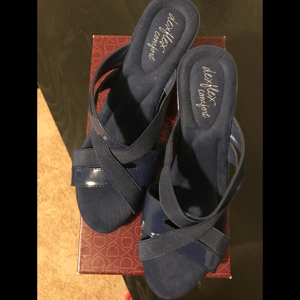 Blue Suede crisis cross sandals.